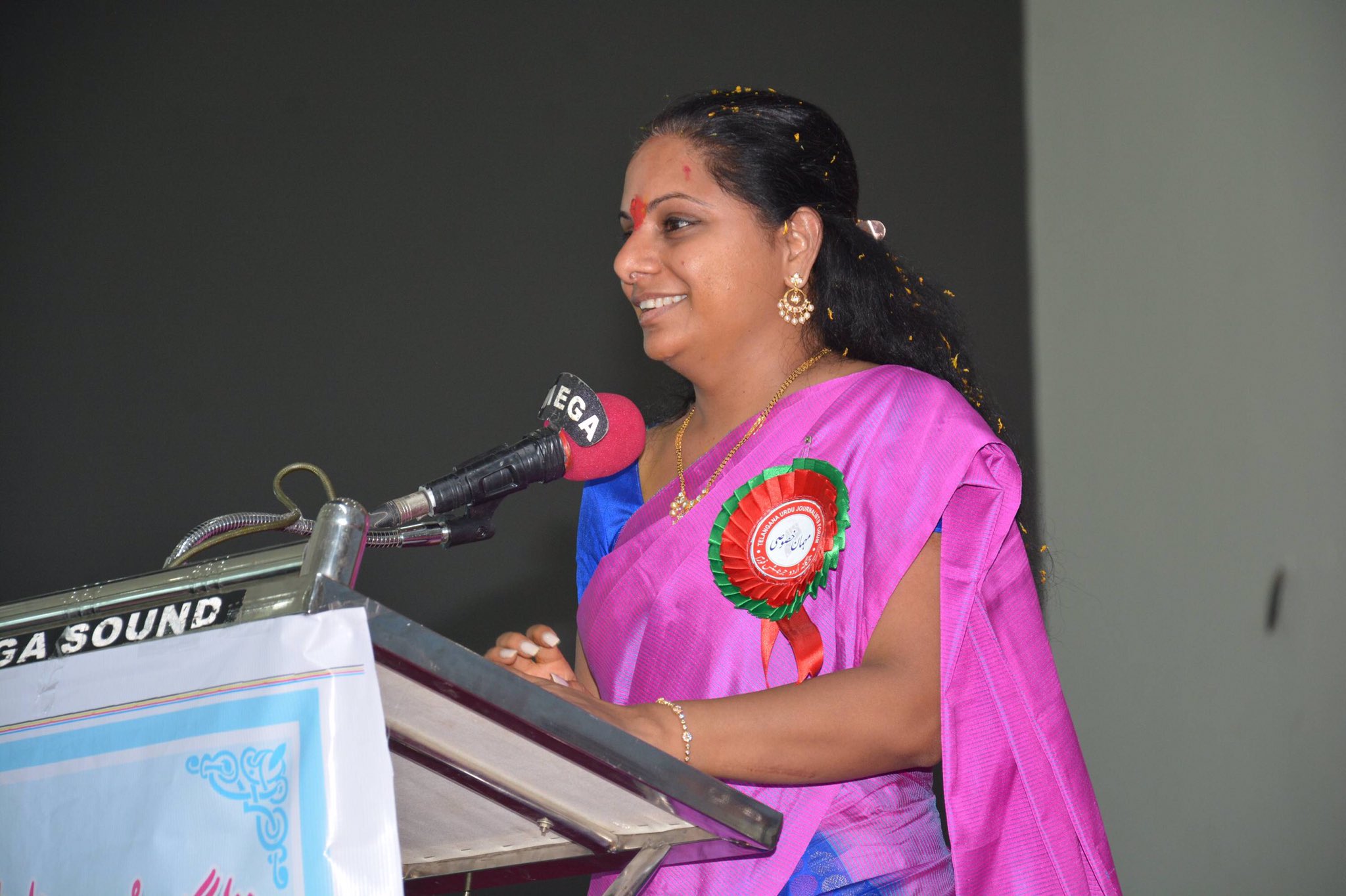 Kalvakuntla Kavitha, M.P. of Nizamabad at the Second Orientation Programme for Urdu Journalists of Northern Districts of Telangana in Nizamabad on 14th May 2017.